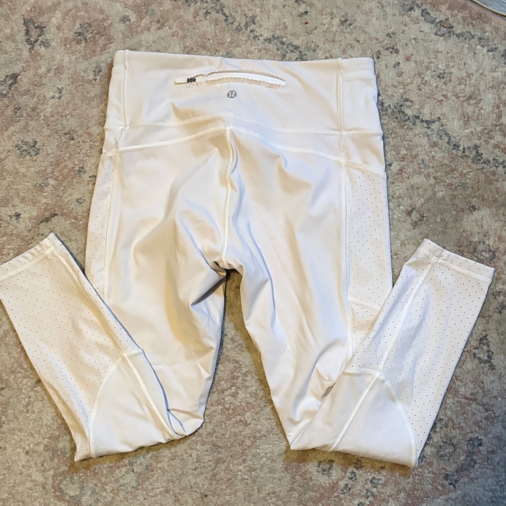 lululemon athletica White Perforated Leggings. Like new